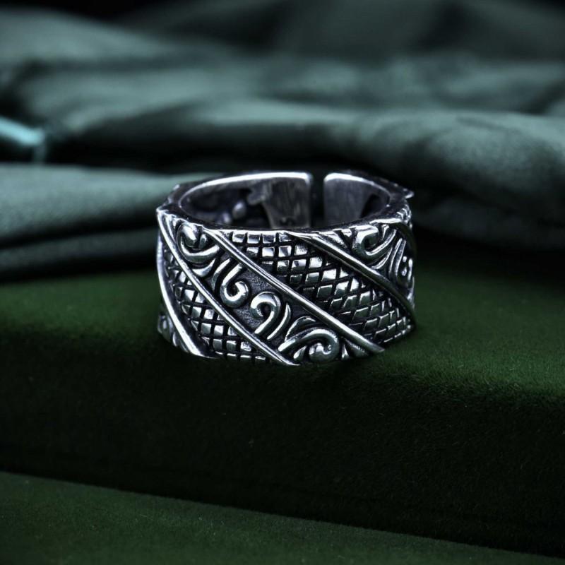 Adjustable Open Ring Men Women Vintage Floral Geometric Design Copper Statement Minimalist Fashion Jewelry