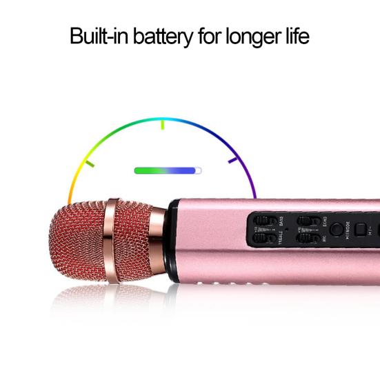 K6 Handheld Wireless Bluetooth-compatible Condenser Microphone Karaoke Speech Mic Speaker