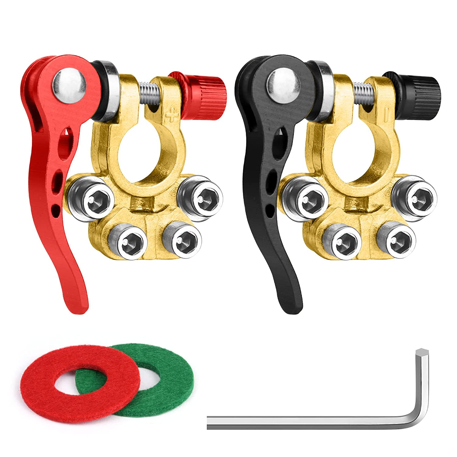 1 Pair Quick Release Disconnect Car Battery Terminals Connector Battery Bornes Cable Terminal Adapter Copper Clamps Clip Screw Type 2