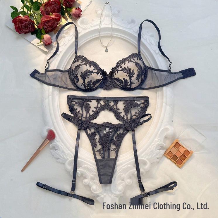 Y Cross-Border Transparent Mesh Lingerie Set: Sexy Three-Piece Women's See-Through Bra