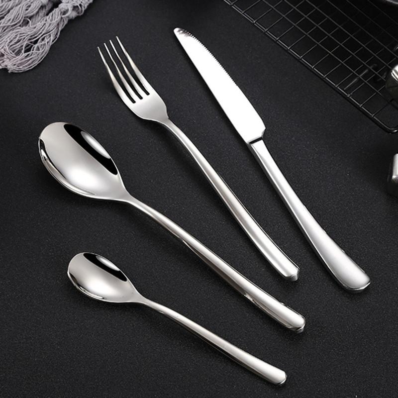 304 Stainless Steel Silver Western Tableware Knife Fork Spoon Cutlery Thickened Kitchen Utensils
