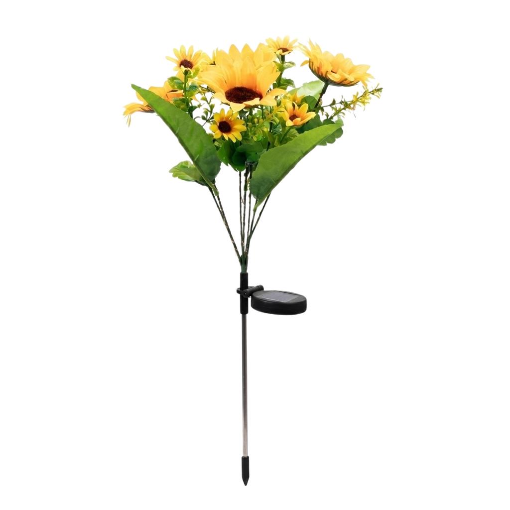 Solar Powered Sunflower Outdoor Garden Light with 13 Heads Artificial Flower Stake for Lawn Pathway Yard Landscape Decoration