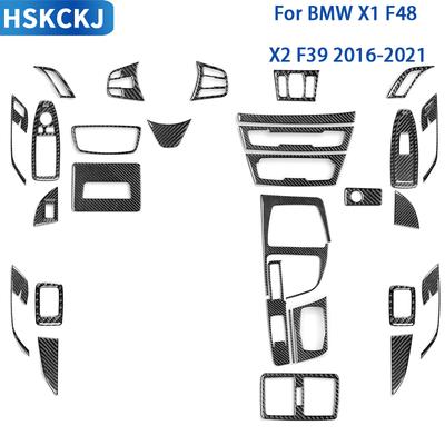 For BMW X1 F48 X2 F39 2016- Carbon Fiber Car Accessories Interior Air Conditioning CD Control Panel Set Styling