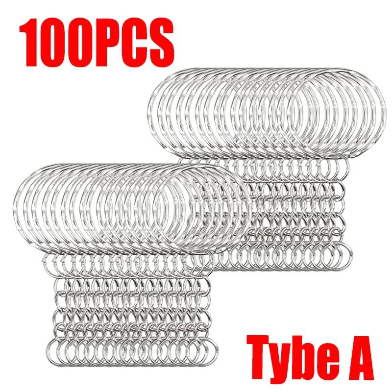 20/50/100pcs Metal Keyring Keyfob Stainless Steel Anti-rust Key Holder Keychains Pendant Key Ring 30mm/25mm/20mm