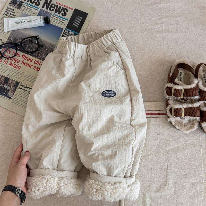 

2024 Детская одежда Осень и зима Новые детские корейские стильные утолщенные зимние хлопковые брюки с флисовой подкладкой для девочек и мальчиков 80 бежевый