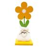 Yousheng 5Pcs/Set Wooden Flower Ornament with Base Boho Farmhouse Rustic 3D Colorful Flower Wood Table Sign Centerpiece Home Office Desktop Decoration