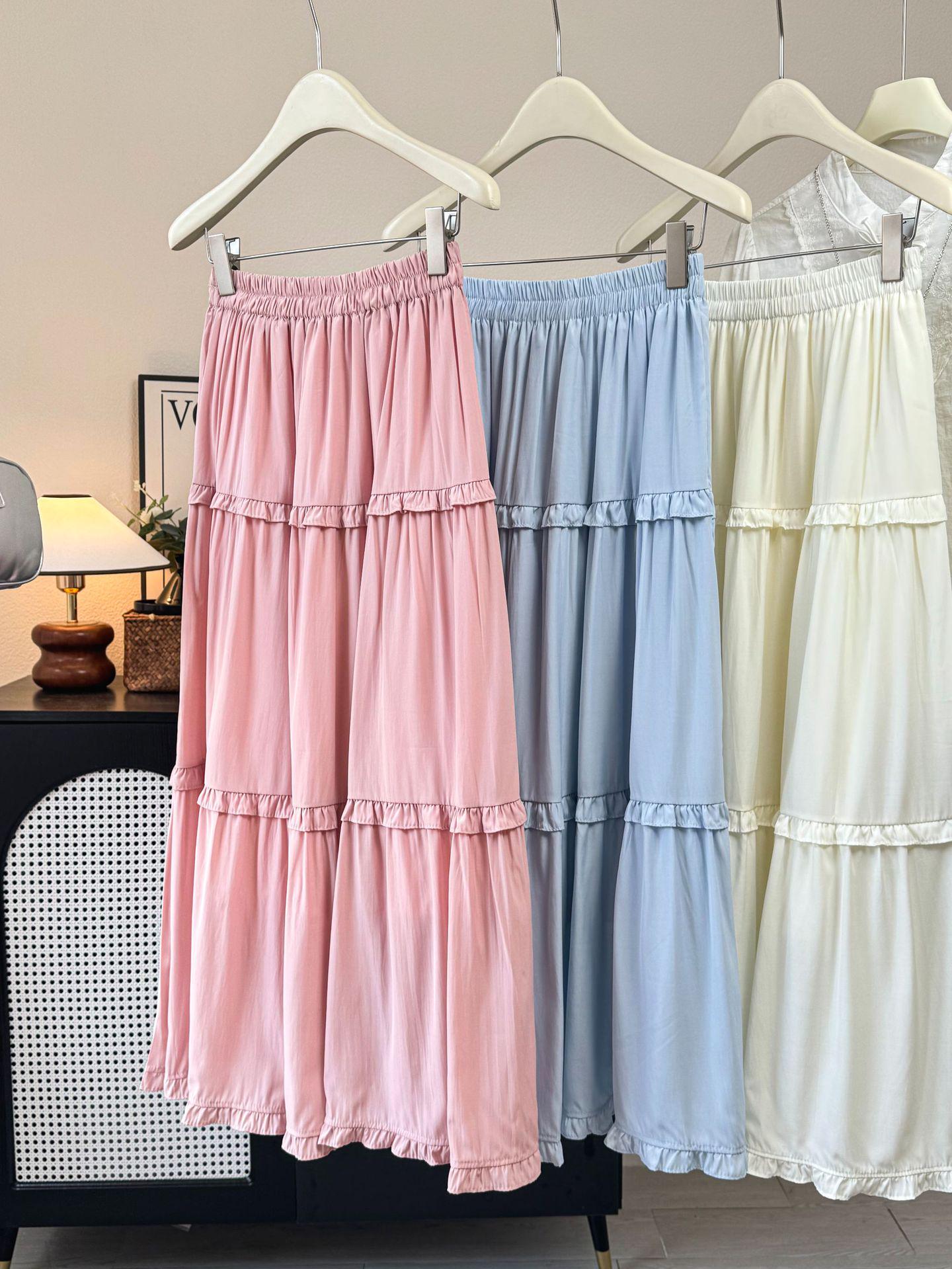

Gentle Style Slimming White Lace Layered Long Skirt for Women - 2026 Spring/Summer Collection One Size розовый