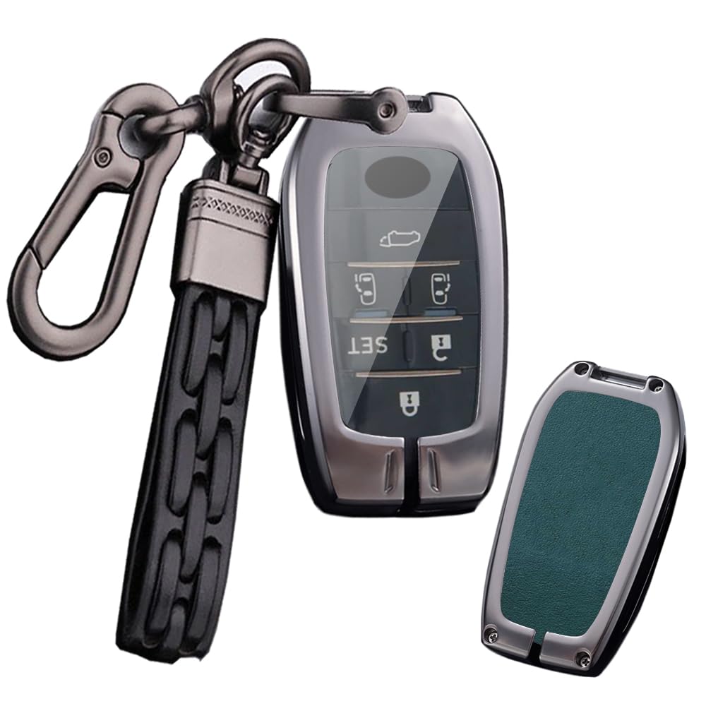 

Toyota Dedicated Smart Key Case, Key Cover, Key Holder, Alloy + Leather for Alphard, зелёный