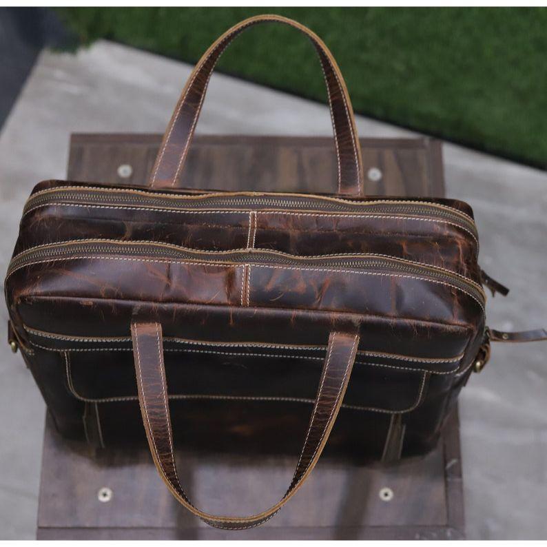 Leather Briefcase Bag Men Women, Laptop Briefcase Messenger Bag, Leather Travel Briefcase, Christmas Gift