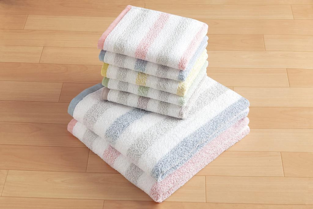 Kosugizen Senshu Towel Bath Towel Senshu Glad Border 2 Colors 1 Piece Each 63 x 120 cm Thin Type 2 Piece Set Easy-drying TK-6020-2