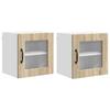 Wall Mounted Glass Cabinet PORTO 2 Pcs Sonoma Oak 40 X 31 X 40 Cm