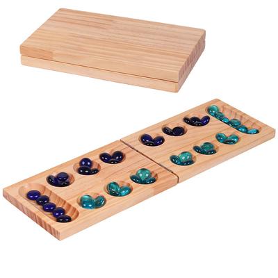 1 Set Faltbares Mancala Brettspiel - Lustiges Klassisches Tischspiel mit Holzbrett für Erwachsene & Kinder