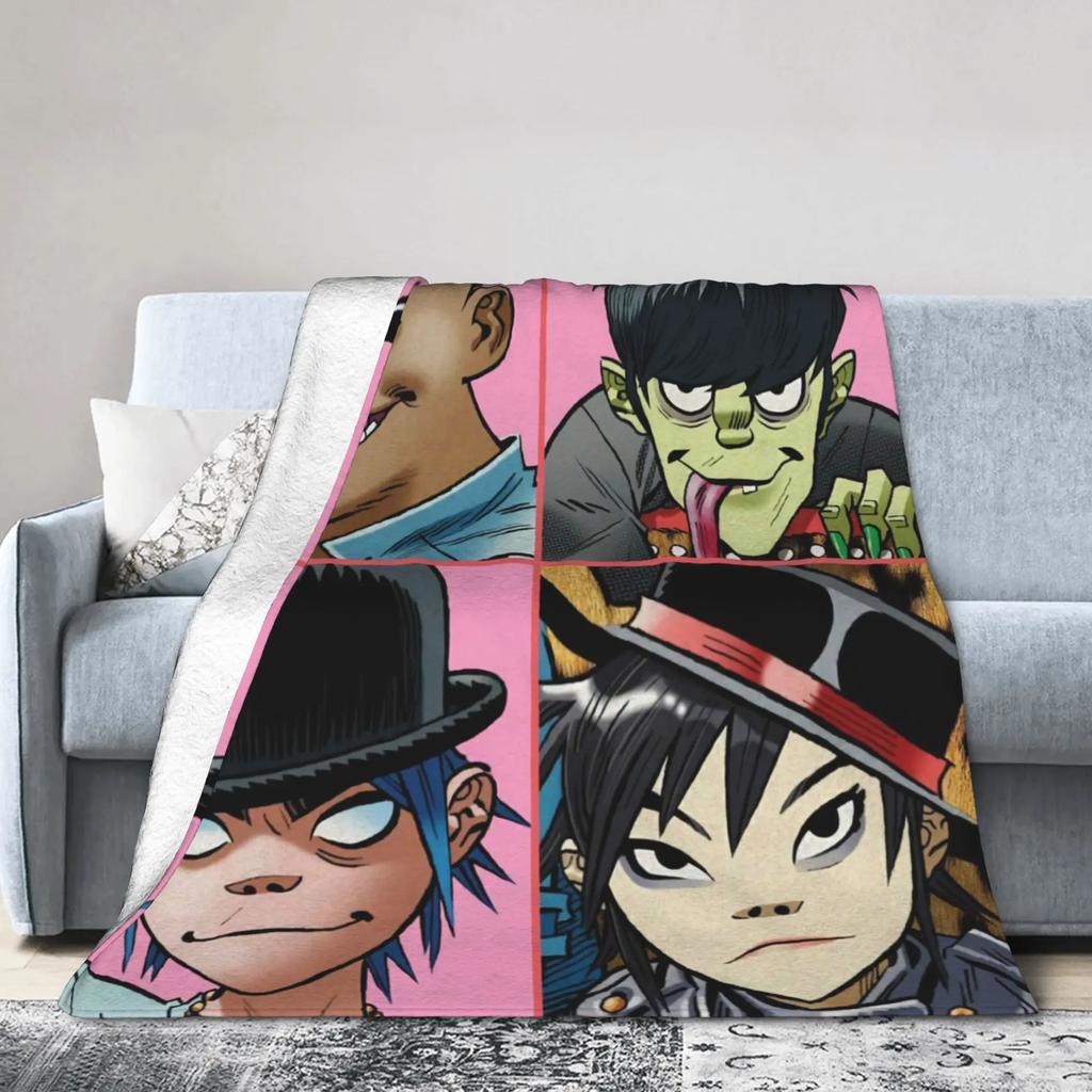 Gorillaz Music Band Plush Throw Blanket  Soft Warm Flannel Blanket for Bed Bedroom Students Novelty Gift