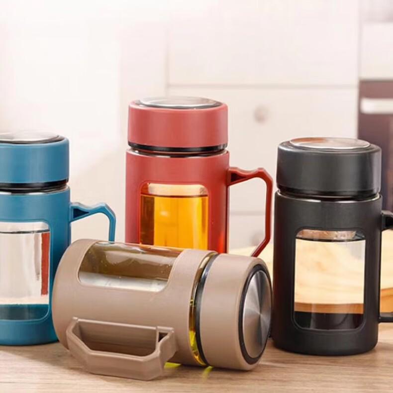 Large Capacity Insulated Explosion-proof Glass Tea Cup with Lid for Home and Office