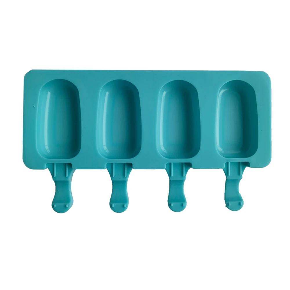 

4 Cells Oval Silica Gel Mold Silicone Ice Cream Mold Popsicle Mould DIY Ice Pop popsicle manufacturer ice tray Cake Baking Tool синій
