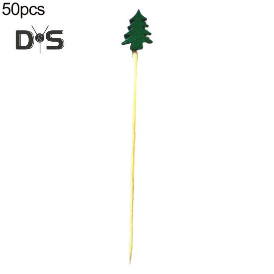 50Pcs Natural Fruit Toothpicks Food Grade Durable Xmas Tree Snowflake Shape Disposable Fruit Sticks