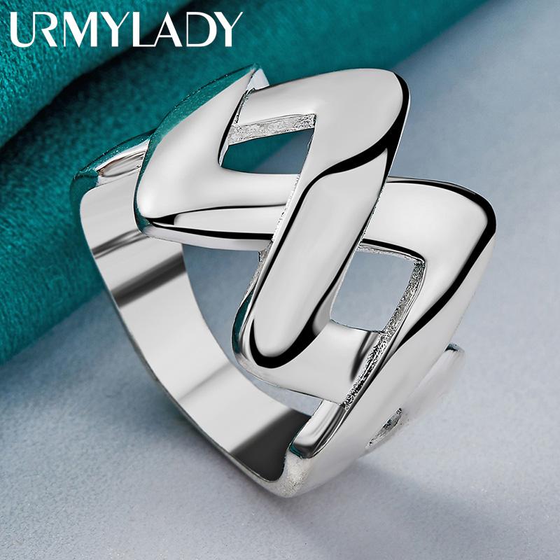 925 Sterling Silver Letter 7-10 # Ring For Women Fashion Charm Jewelry MR040