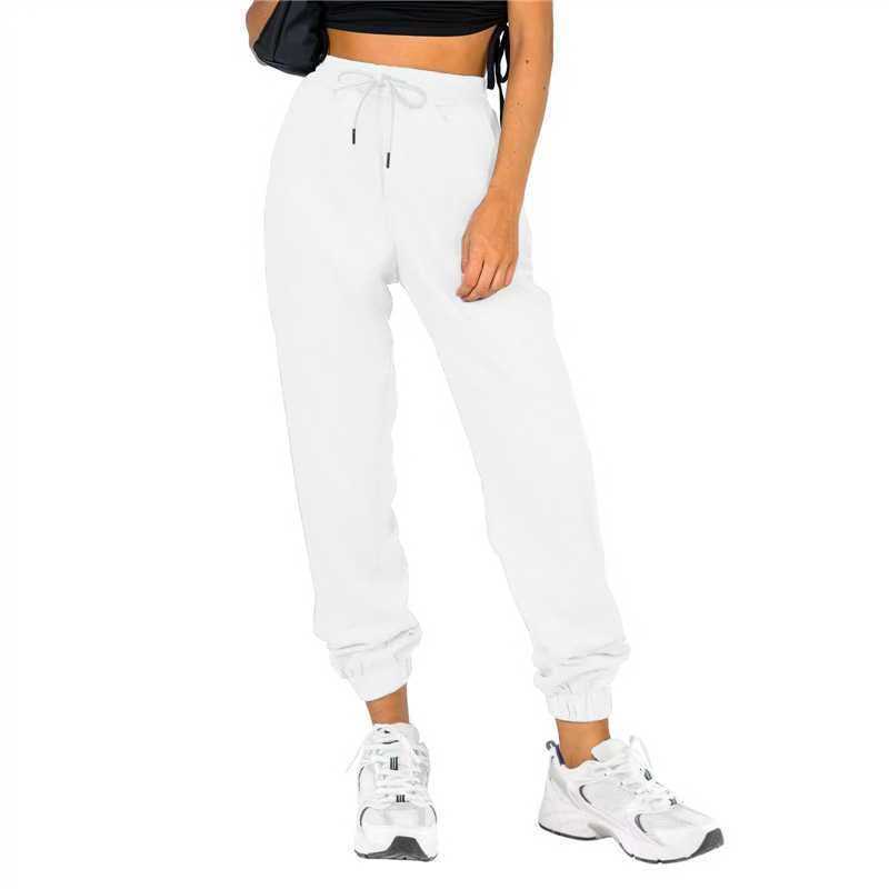 Women's solid color high-waisted sports and casual sweatshirt pants