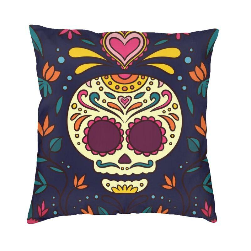 Luxury Day Of The Dead Throw Pillow Cover Home Decor Custom Square Mexican Sugar Skull Cushion Cover 45x45cm Pillowcover