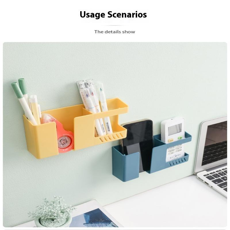 1Pc Wall-Mounted Non-Punching Remote Control Storage Box Rack Tv Mobile Phone Rack