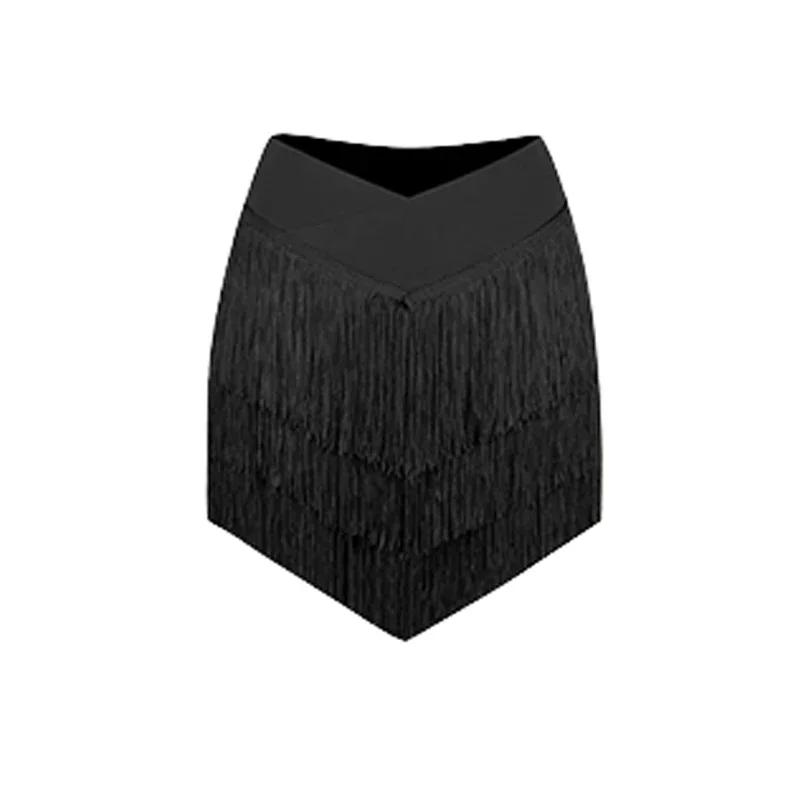 Latijns Danspak Kleding Lange Mouwen Backless Top Franje Rok Vrouwen Cha Cha Rumba Samba Dansrok Trainings Oefenkleding Set M