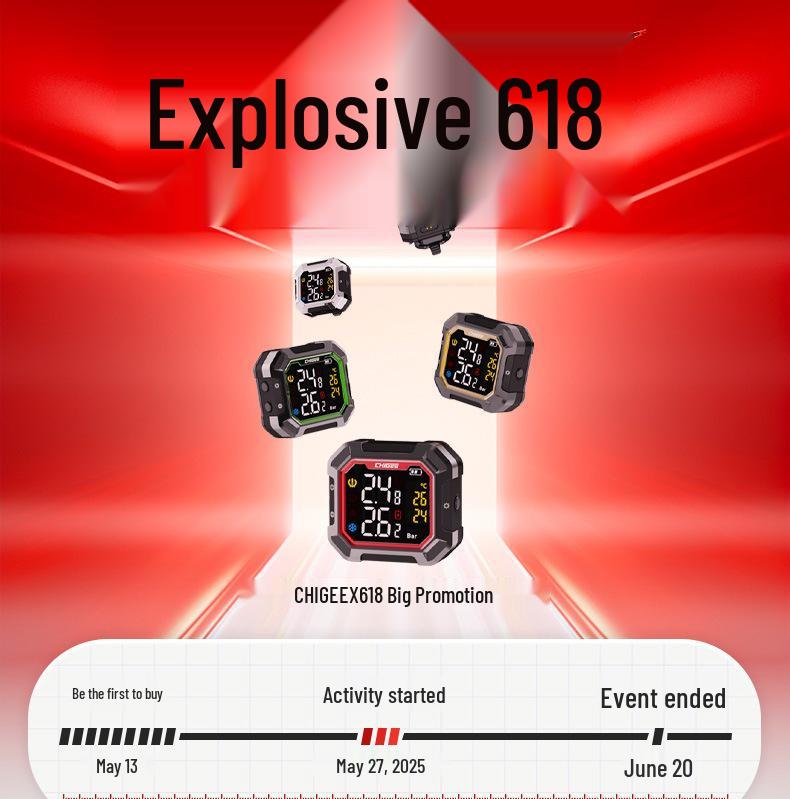 CHIGEE G3 Motorcycle Tire Pressure Monitor: Wireless, Built-in for Electric Vehicles