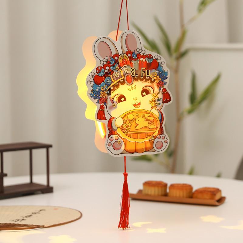 Children's DIY Luminous Rabbit & Flower Lantern Kit for Mid-Autumn Festival