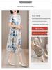 Plus Size Fresh Floral Print Summer Midi Dress - Loose, Pleated Design 2026