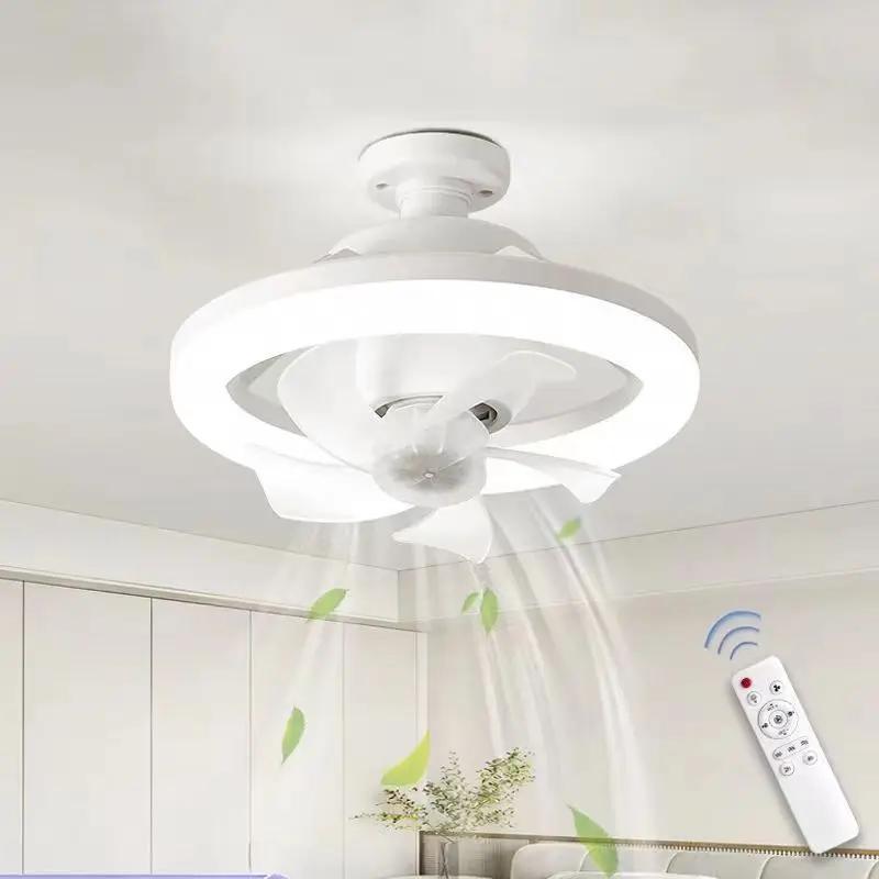 New LED E27 Screw Moving Head Ceiling Fan Lamps Silent White Light Three-color Fan Lights Bedroom Living Room Home Lighting Hot