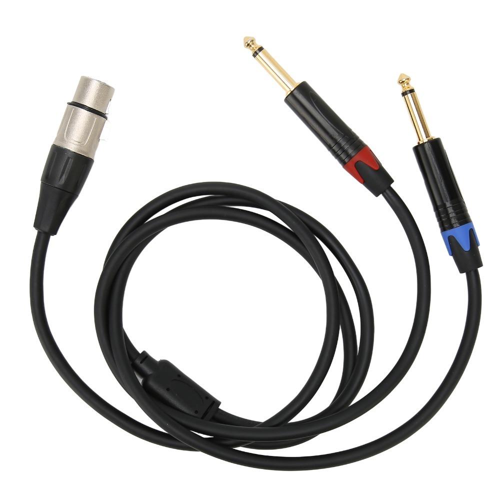 Y Splitter Dual 6.35mm Male To XLR Female 24K Gold Plated Microphone Splitter Cord  Home Studio