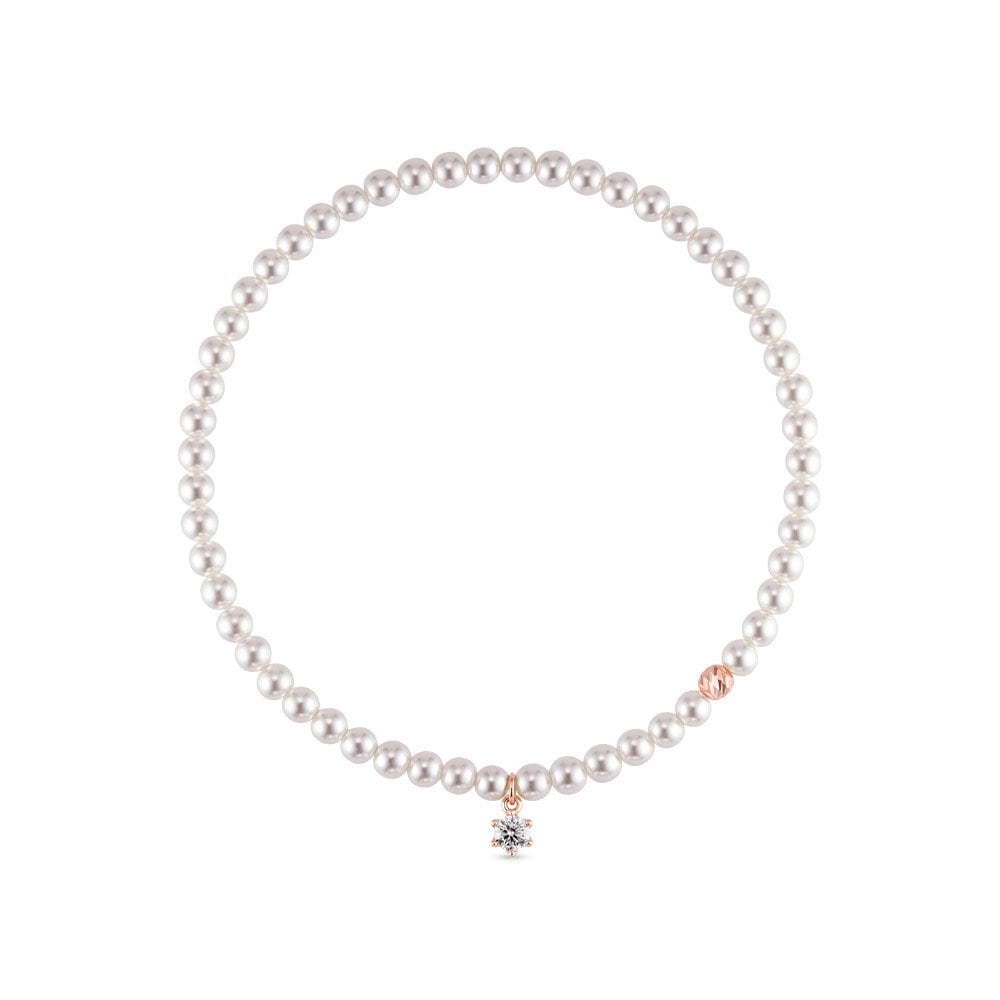 [Dorocy] 14K Lucy Moissanite Pearl Bead Bracelet_6 Prongs