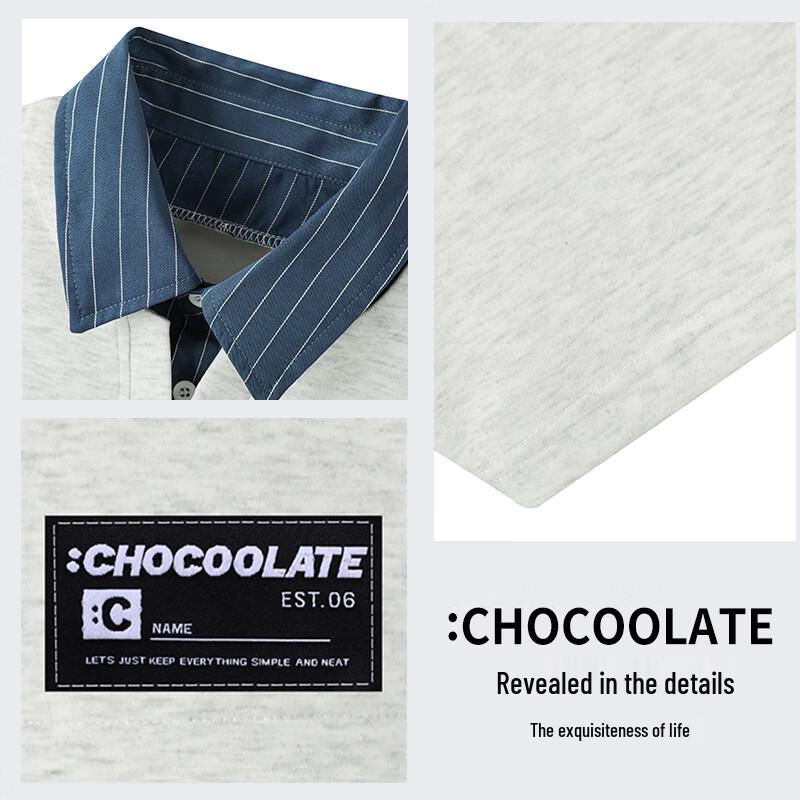 :CHOCOOLATEit Men's Striped Faux Two-Piece Polo T-Shirt