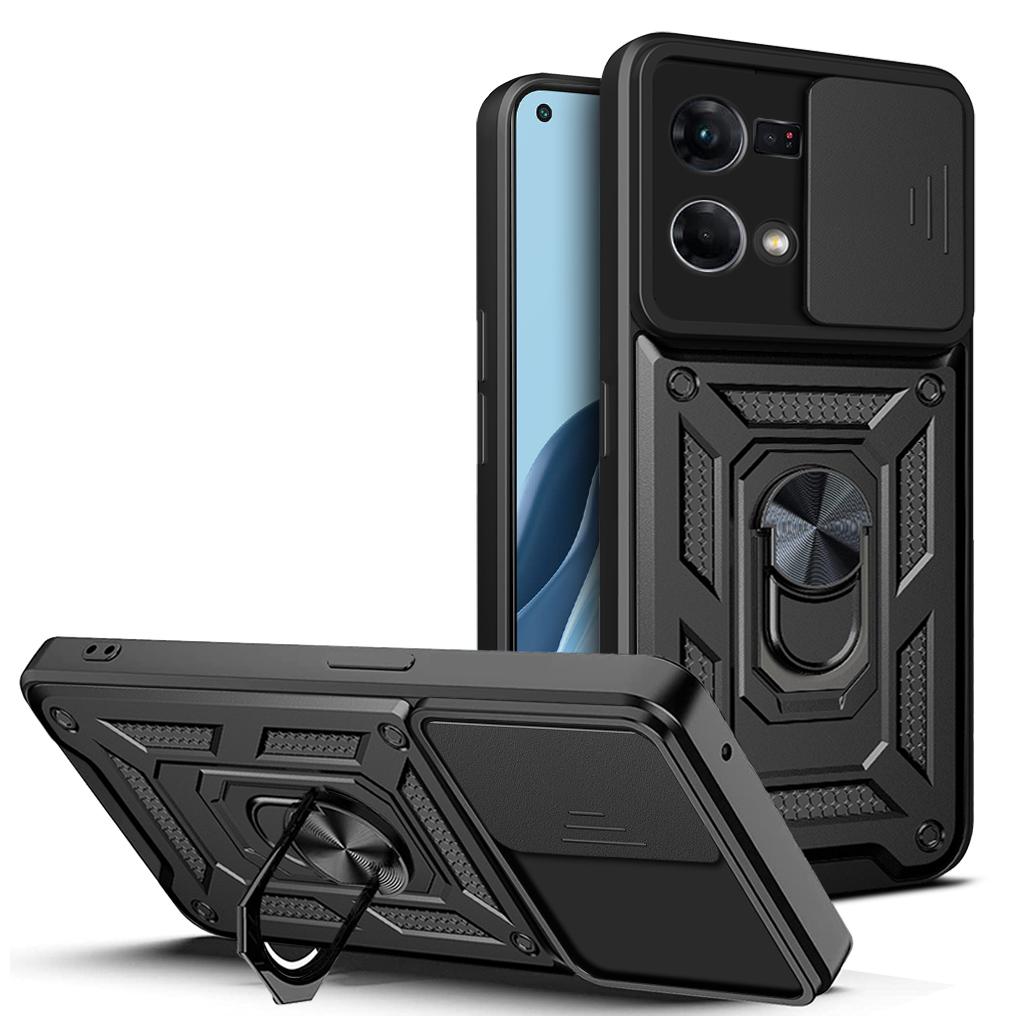 

For OPPO Reno7 4G Case OPPO Reno8 4G Cover OPPO Reno 7 4G Magnetic Ring Holder Armor Phone Case Slide Camera Protect Back Cover OPPO Reno7 4G