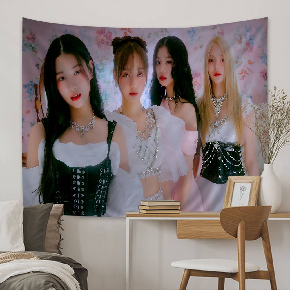 Kpop Group Ffifty Fifty Anime Tapestry Hanging Tarot Hippie Wall Rugs Dorm Home Decor