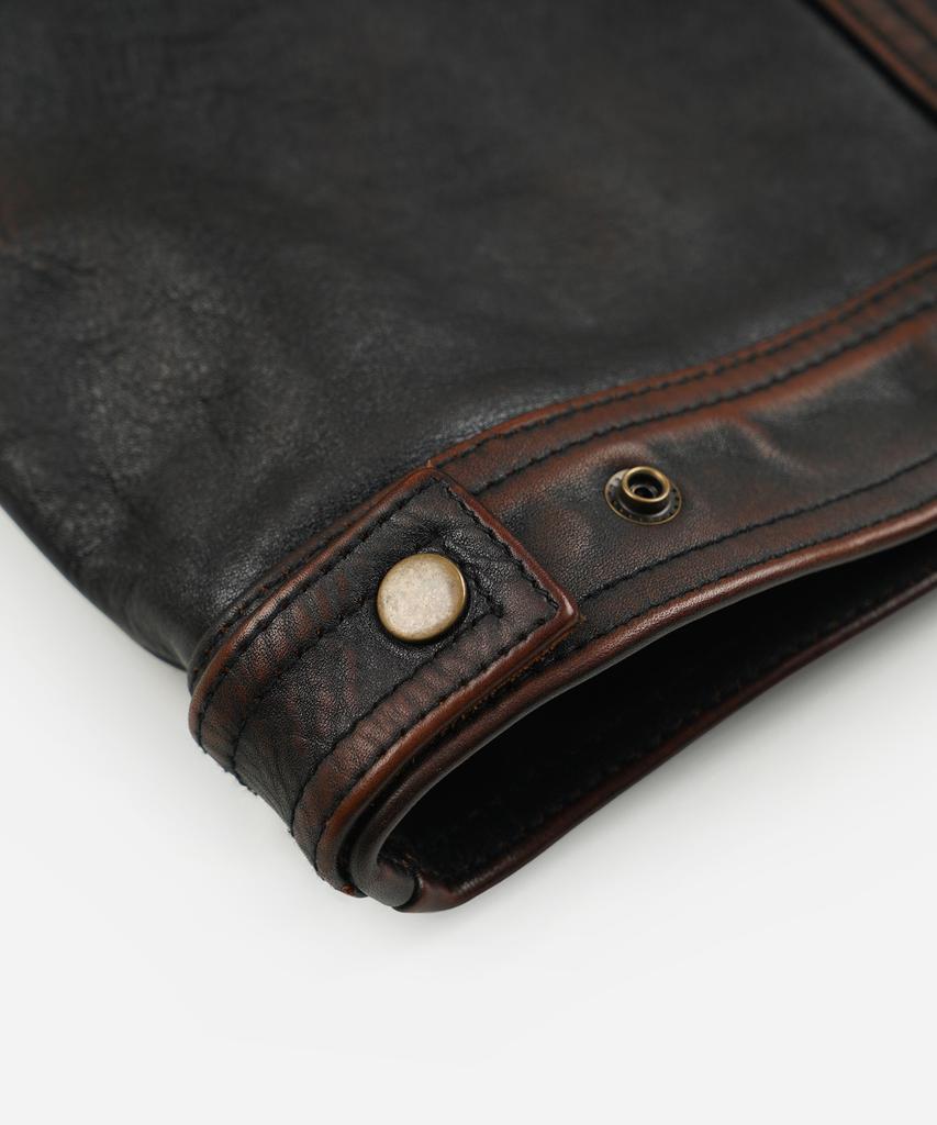 FRIZMWORKS Cowhide Storm Trucker Jacket _ Washed Brown