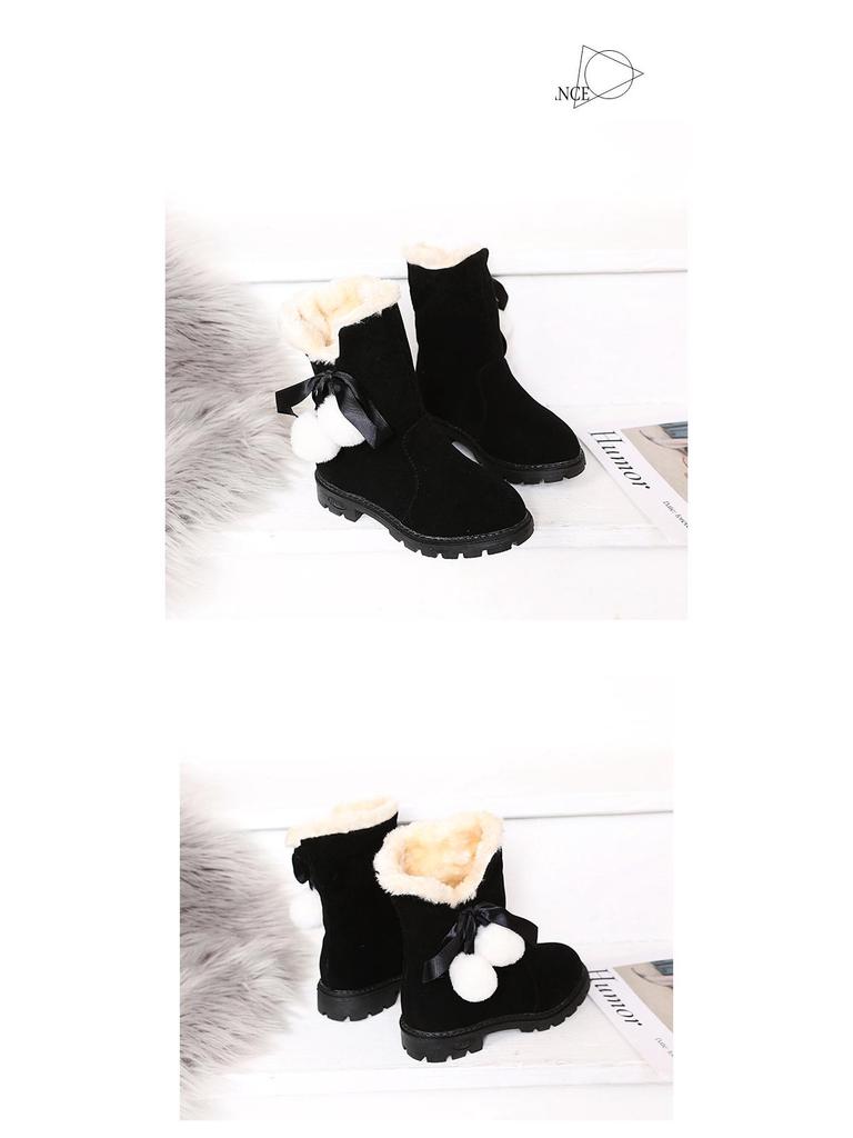 2025 Winter Girls' Slip-on Cotton Snow Boots - Fashionable Princess Style for Middle & Older Children