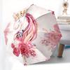 Magical Unicorn Floral Crown Sticker Decal for Kids Room DecorUmbrella, Portable 3-Fold Compact Umbrella for Men & Women Gift