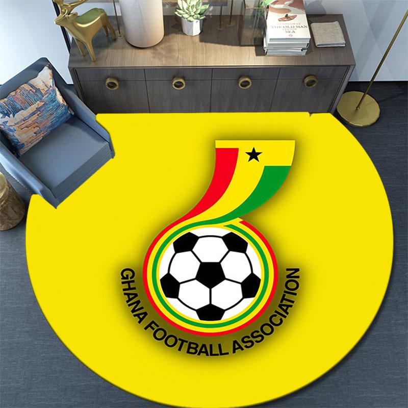 Ghana National Football Printed Round Rug, Non Slip Washable Circular Carpet For Living Room Bedroom Playroom, Sports Fan Decor, Holiday Birthday Gift