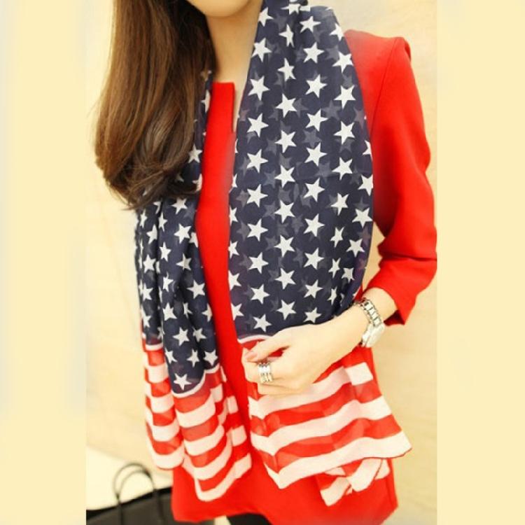 US Flag Wrap Shawl Patriotic Scarf for Festival Party Holiday Celebration Scarf