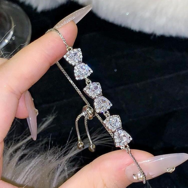 Summer 2024 Trendy Butterfly Shape Hand Chain With Zircon Accents For Ladies