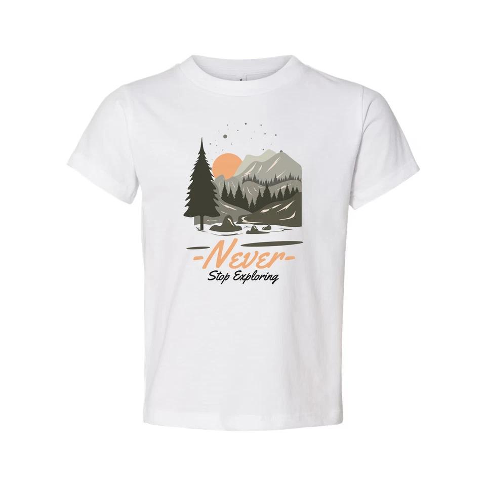 Unisex Outdoor Graphic T Shirt With Mountain Range Forest Scene Sunset Artwork D 2 XL