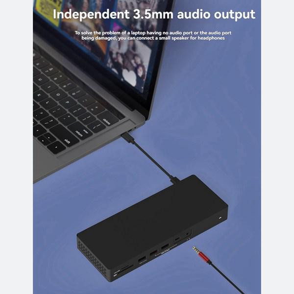 Black Aluminum Alloy Type-C Expansion Dock with DP & HDMI for Five-Screen Independent Display Conversion - 1 Unit