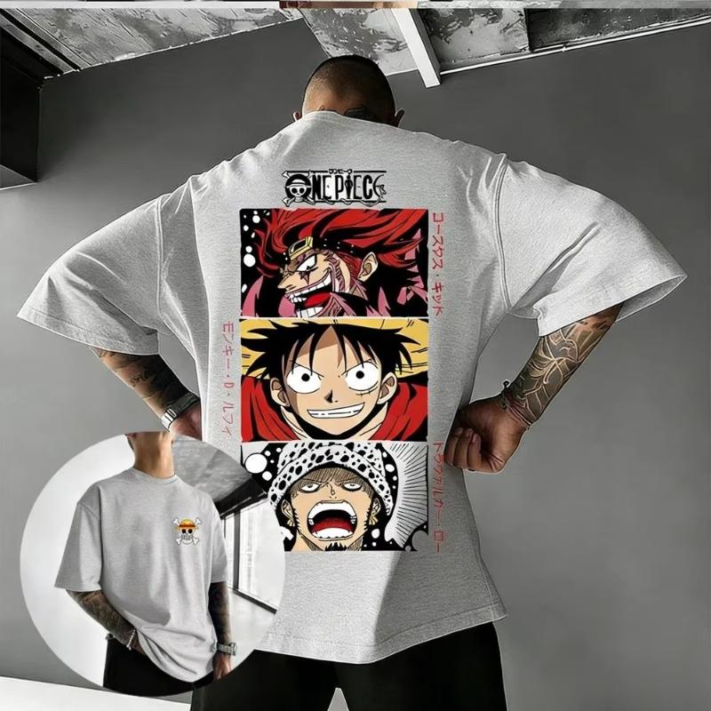 ONE PIECE Monkey D Luffy Unisex Pure Cotton Tshirt 2026 Summer Anime Print Oversized Loose Parentchild Short Sleeved Top