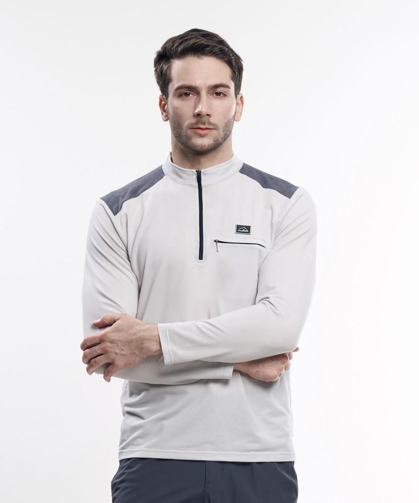 EXTRASPORTY Shoulder Confidence Men'S Color Block Long Sleeve Zip-Up T-Shirt 4 Colors