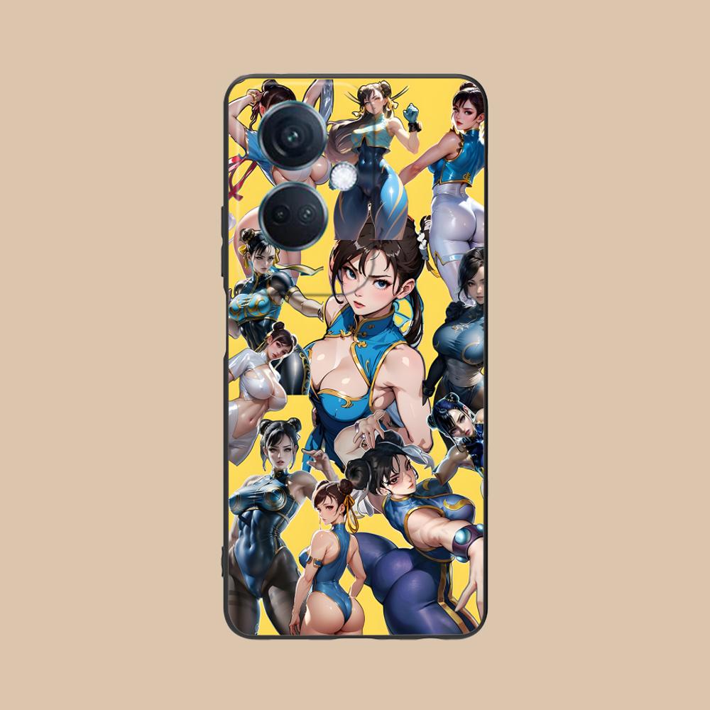 Street Fighter Chunli Phone Case for OPPO Reno 14 13 12 11 10 9 8 7 6 5 F T Pro 5G Colorful Printing Cover Cover Pretty Luxury