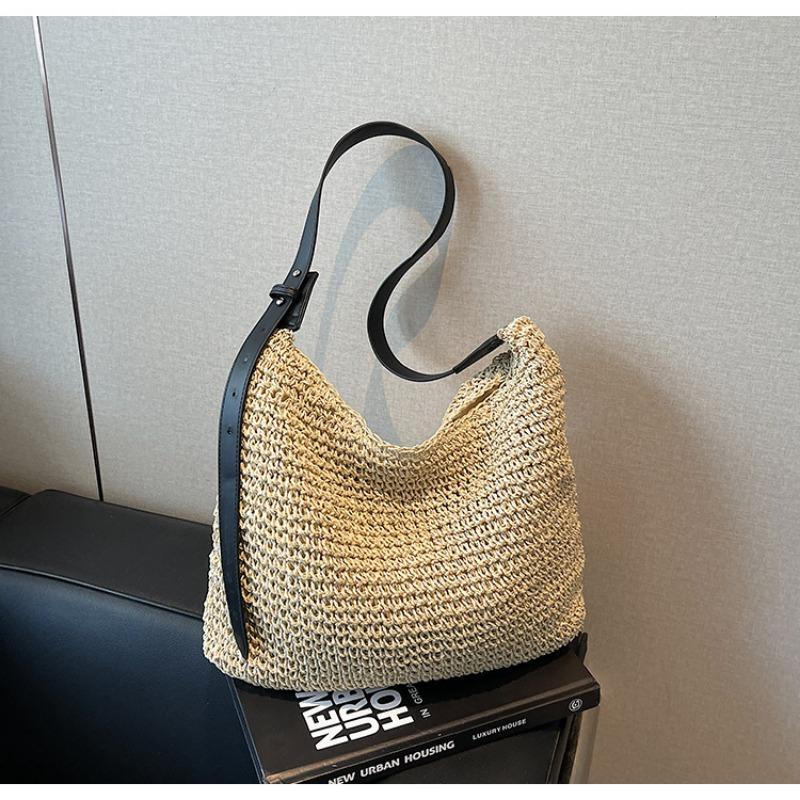 

Large capacity straw woven bag women s new retro woven bag seaside vacation beach shoulder bag