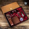 Fashion 5 PCS Watch Gift Set Leather Men Watch Set Key Chain Sunglasses Pen Wallet Watch and Bracelet Set