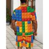 Herren Sommer Freizeit Sportanzug, 3D-bedrucktes Rundhals-T-Shirt und Shorts, Mikroelastischer Strickstoff