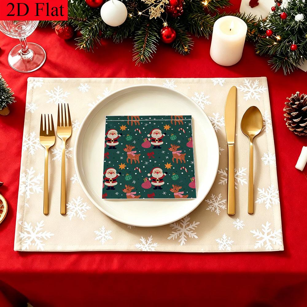 20pcs Disposable Napkins with Christmas Elements Pattern Print for Wedding,Parties,and Daily Use for Thanksgiving Fall Christmas Table Decoration
