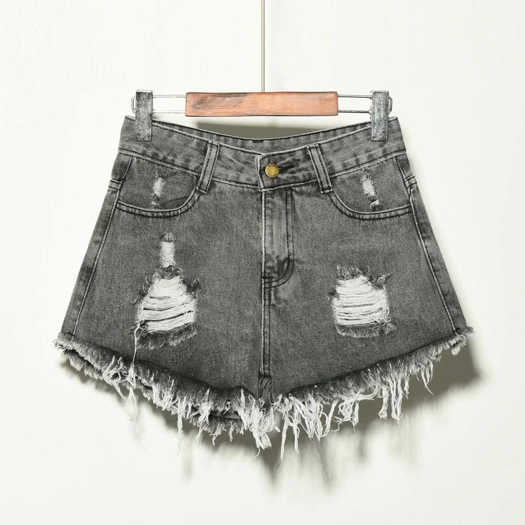 Plus Size Women's Ripped Denim Shorts - Trendy Summer Loose Fit for 200 Jin